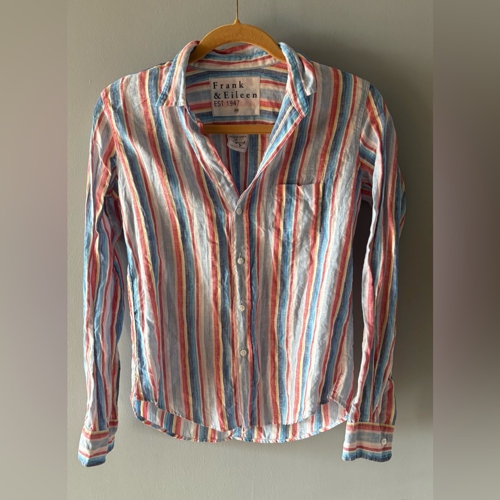 Frank & Eileen Multicolor Linen Striped Barry Shirt - XS - Picture 8 of 12